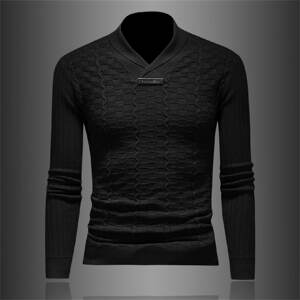 
2026 light luxury autumn and winter cross high lapel long-sleeved cardigan men's pullover sweater trendy brand jacquard inner knitted top