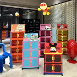 Dopamine Creative Cartoon Wheeled Storage Cabinet Toy Multi-Layer Storage Cabinet Foldable Door-Type Four-Layer Cabinet Trendy