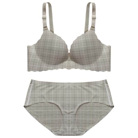 
A set of underwear and underwear for women without steel rings, thin push-up bra set for students, high school girls, small bra adjustment