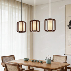 Song Dynasty Aesthetic Creative Lantern-Style Solid Wood Restaurant Pendant Light, Chinese Retro Bar Counter, Tea Room, Study, Dining Table, Long Strip Light