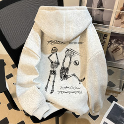 Sta official store American Style Trendy High Street Heavyweight Hooded Sweatshirt for Men, New Autumn and Winter Style, Cool and Handsome Men's Top Jacket