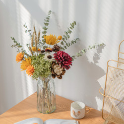 Natural real dried flower hydrangea eucalyptus leaf wheat yellow pastoral style diy floral set table decoration flowers