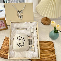 Line Drawing Puppy Cup Coffee Mug Cartoon Ceramic Water Cup ins Girly and Meaningful