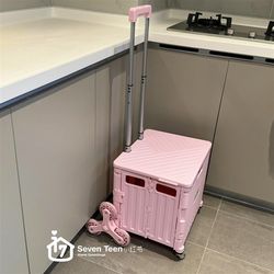 Grocery cart pick up express delivery small pull cart foldable portable shopping cart can climb stairs with cover household hand-pull truck trailer