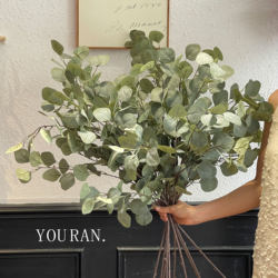 Artificial Flowers with a Zen Aesthetic, Artificial Green Plants, Round Leaf Floral Arrangements, Living Room Fake Branches Decoration, Artificial Flowers, Eucalyptus