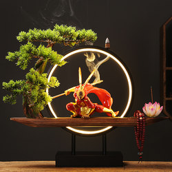 Creative Backflow Incense New Chinese-Style Lamp Circle Zen Ornament for Living Room Entrance Sun Wukong Monkey King Decoration Home Decor