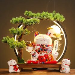 Creative Lucky Cat Figurine for Store Front Desk, Automatic Waving Money-Making Cat, Home Decoration, Opening Gift