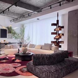 Italian-Style Minimalist Island Sofa, Modern Simple Fabric Sofa, Straight-Row Three-Seater Sofa with Movable Backrest