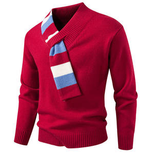 
Autumn and winter new style personalized scarf collar pullover sweater men's fashion loose cute warm couple sweater jacket