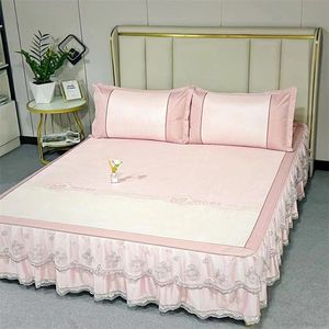 
High-precision ice silk bed skirt summer mat soft mat removable skin-friendly mother and baby soft mat high-end summer mat straw mat latex
