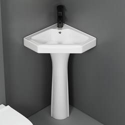 Triangular Pedestal Washbasin Bathroom Ceramic Integrated Washbasin Balcony Small Apartment Pedestal Basin Washstand