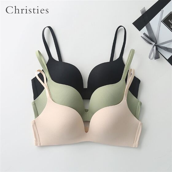
Seamless wire-free bra for summer, thin, sporty, Japanese girl, solid color, student, comfortable, small breasts, no empty cup underwear