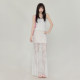 
2025 summer new pure white lace spliced ​​hip skirt for women with slim fit and slim A-line long skirt