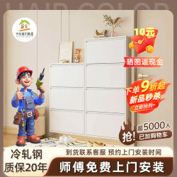 Steel Ultra-Thin Shoe Cabinet for Home Entrance, Indoor Entryway, Integrated Wall-Mounted, Extremely Narrow Flip-Up Design [On-Site Installation]
