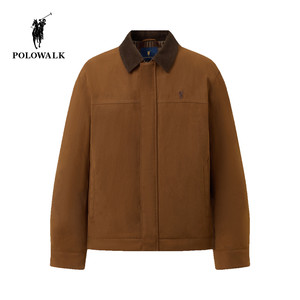 
POLOWALK Men's Leather Jacket 2025 Winter New Contrast Color Retro Lapel Plaid Cuffs Cuff Down Jacket