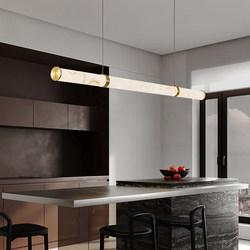 Xueyunxuan's New Chinese-Style Imitation Marble Dining Room Chandelier, Modern Light Luxury Living Room Chandelier, Dining Table Chandelier, Long Strip Lighting Fixture