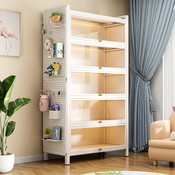 Steel Bookshelf with Glass Doors, Floor-Standing Dustproof Iron Display Cabinet, Storage Cabinet, Organizer Cabinet