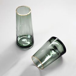 Nordic light luxury glass gold-rimmed transparent vase ornaments living room flower arrangement hydroponic table decoration vase
