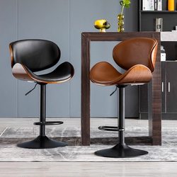 Modern Bar Chair, European-Style Bar Stool, Adjustable Leather Bar Chair, Light Luxury Home Front Desk High Chair, High Stool, Simple Design