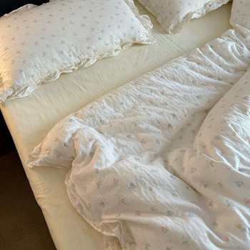 
Category A maternal and infant grade cotton double-layer yarn four-piece set 1.5 bed 1.8 bed sheets, fitted sheets, quilt cover, dormitory three-piece set