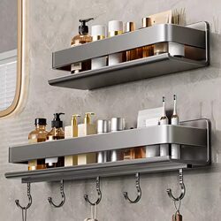 Bathroom Storage Shelf, No-Drill Wall-Mounted Washroom Storage Rack