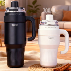 Stainless Steel Ice Cup, New Model for Women, Insulated Cup with Dual Drinking Straw, Coffee Cup, Car-Mounted Portable Cup, Large Capacity Water Cup