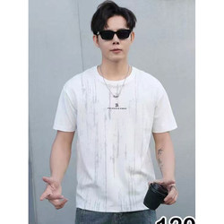 2026 New Style Short-Sleeved Simple Loose Pure Cotton Versatile Printed Striped T-Shirt Men's Summer Trendy Casual Top