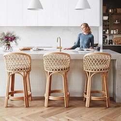 Nordic balcony real rattan tall home rattan chair creative retro bar chair cafe restaurant backrest bar