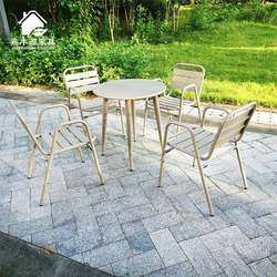 Light luxury outdoor aluminum alloy tables and chairs for cafes, dessert shops, milk tea shops, outdoor tables and chairs, all-aluminum chairs, aluminum
