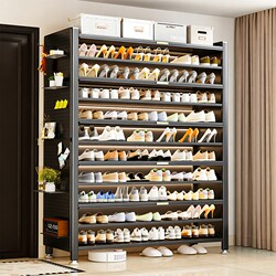 Steel Shoe Cabinet for Home Use, Integrated Against the Wall, Multi-Layer Storage Cabinet for Indoor Entryway, Large Capacity Dust-Proof Shoe Rack