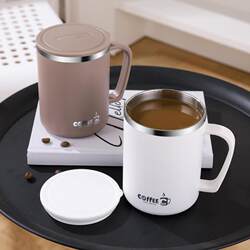 304 Stainless Steel Mug with Lid, Office Coffee, Milk, Water Cup, Household Tea Cup for Male and Female Students