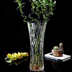  Extra-Large Thickened Transparent Crystal Glass Vase for Lucky Bamboo, Lilies, Roses, Flower Arrangement, Living Room Decoration