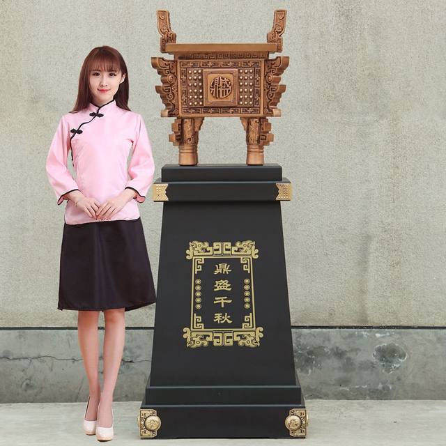 Lucky tripod floor-standing large antique bronze heyday Qianqiu company relocation opening gift office decoration