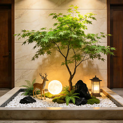Simulated Maple Tree Landscaping, Fake Red Maple Leaf Tree, Large Shopping Mall, Hotel Green Plants, Fake Tree, Indoor and Outdoor Floor-Standing Simple Decoration