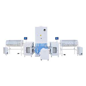 
2-head, 12-weigh automatic down filling machine for down pants factory uses laminated pattern technology to be precise and even