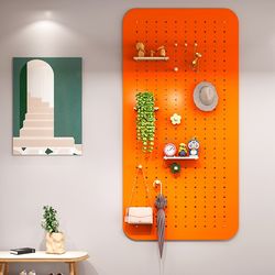 Hole board solid wood custom entrance door living room entrance wall storage rack wooden hanging board decorative wall hanging storage rack
