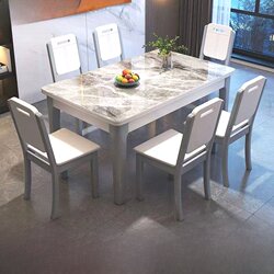 Slate western dining table and chair combination solid wood bright modern simple high-end home rectangular small apartment dining table