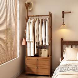 Bedside Table Alternative with Drawer, Integrated Coat Rack, Wall-Mounted Clothes Rack, Bedroom Floor-Standing Storage Rack, Bedside Corner Cabinet