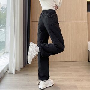 
Extended version of tall down pants for women in winter, plus velvet and thickened warm pants, straight overalls, casual pants, super long