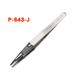 Anti-slip, non-scratch, anti-static optical lens soft-tip tweezers P-643-J P-640-J stainless steel clip