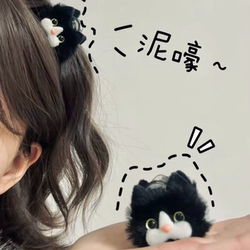 Cute Cartoon Kitten Hair Clip, Plush Animal-Shaped Hair Accessory, Adorable Headwear, Sweet Girly Style, New Model