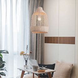 Rattan chandelier shade farmhouse hot pot restaurant creative retro pastoral style bamboo hat bamboo lampshade native restaurant rattan lamp