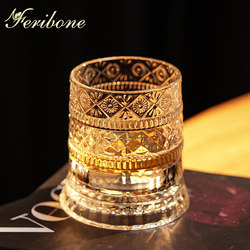 Crystal Bottom Rotating Whiskey Glass, High-End Tumbler Beer Glass, Home Supplies, Office High-End Wine Set