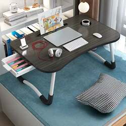 Bedside Desk for Students, Home Dormitory Bedroom Bay Window Lazy Folding Floor Study Laptop Table