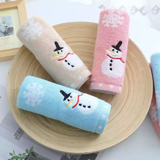 
Children's towel pure cotton children's towel cartoon embroidered thick absorbent infant and child general daily necessities small face wash towel