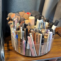 Rotating Cosmetics Storage Box Desktop Transparent Large-Capacity Skin Care Product Makeup Brush Lipstick Compartment Storage Rack