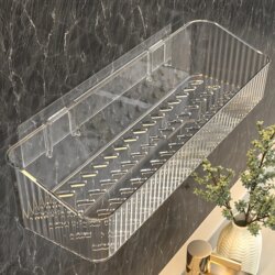 Bathroom Storage Rack, Toilet Cosmetics Organizer, Washroom Sink Wall-Mounted Rack, No-Drill Wall Shelf