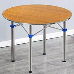 Large round table top panel turntable stainless steel legs folding round dining table hotel canteen country home dining table