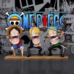 One Piece Figure Zoro High-Quality Full Spray Paint Luffy Hungry Trio Cool Q Version Figurine Gift for Boys