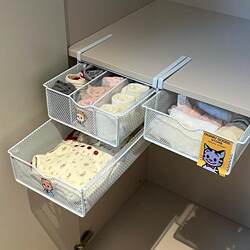 Grid-Style Underwear Wardrobe Storage Basket, Sliding Organizer Basket, Magic Drawer for Socks, Space-Saving Hanging Iron Art